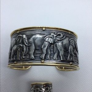 CARRERA Y CARRERA STERLING SILVER AND 18Kt GOLD ELEPHANT BRACELET AND RING